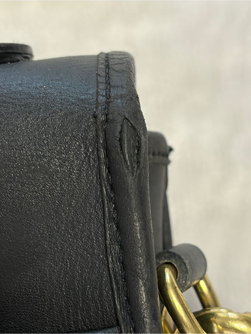 VTG Kirkland Signature Black Leather Crossbody Station Bag Flap Top Handle - Picture 12 of 15